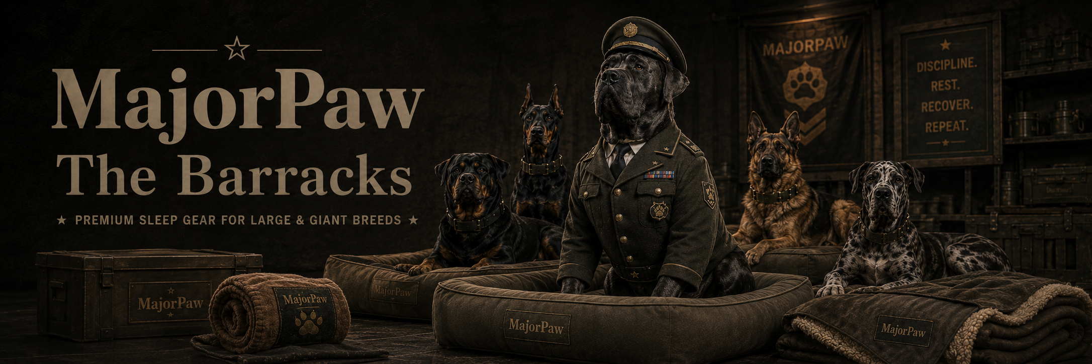 MajorPaw The Barracks — Premium sleep gear for large and giant breed dogs