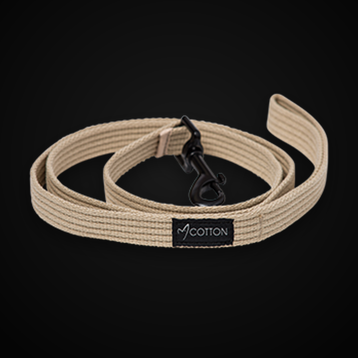 Gor Cotton Large Dog Lead 140cm - Beige on MajorPaw black studio background