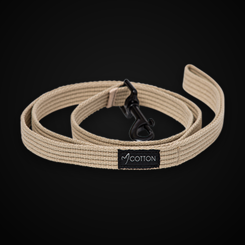 Gor Cotton Large Dog Lead 140cm - Beige on MajorPaw black studio background