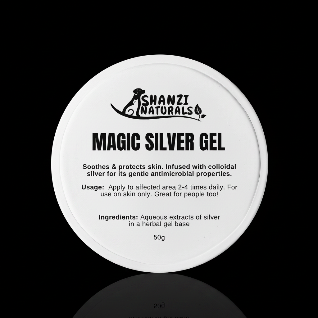 Magic Silver Gel for Large Dogs on black background