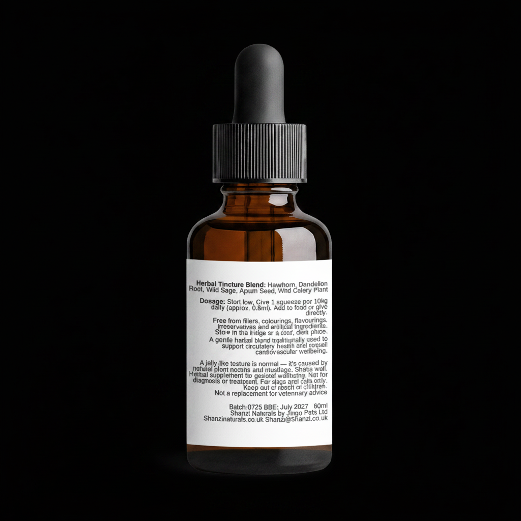 Heart & Cardio Support ingredients label on black background