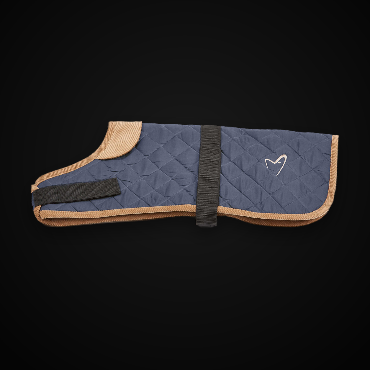 Worcester Large Dog Coat - 71cm (28 inch) / Navy on MajorPaw black studio background